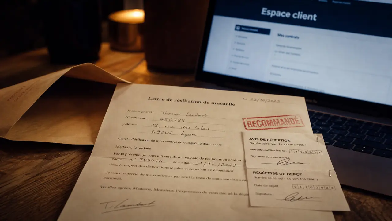 Lettre résiliation mutuelle envoi recommandé et justificatifs