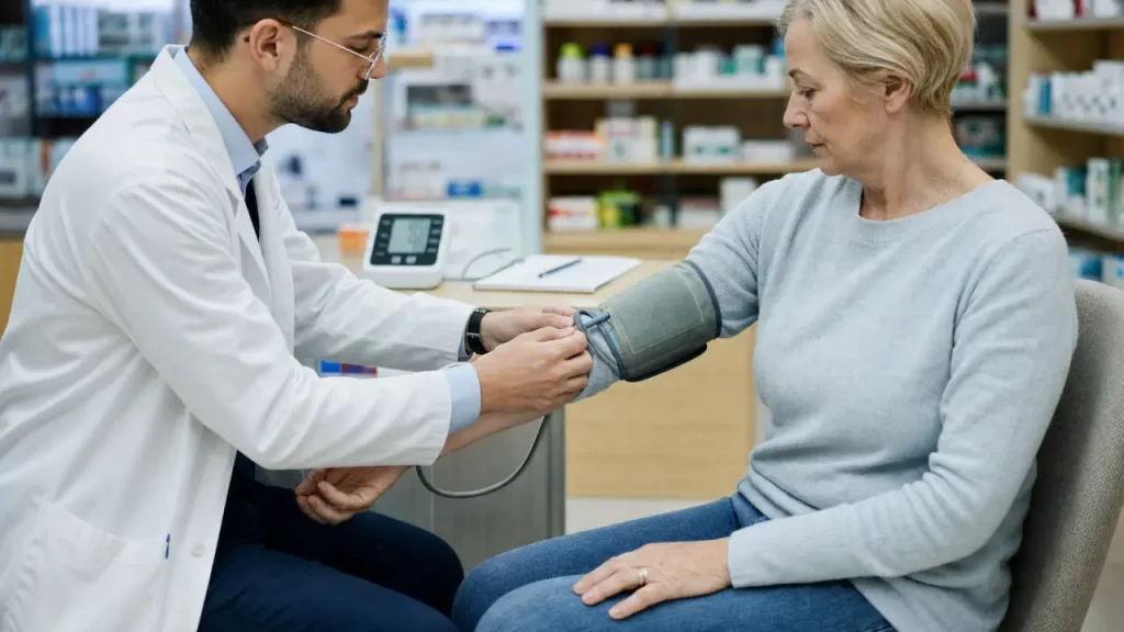 Prise de tension en pharmacie : brassard sur le bras, dépistage fiable mais non diagnostic