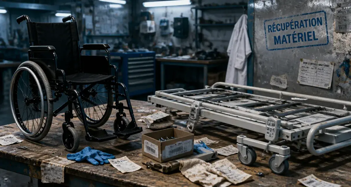 association récupération matériel médical : fauteuil roulant et lit médicalisé reconditionnés en atelier