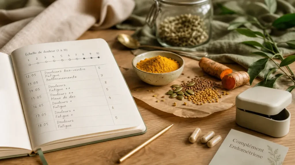 Complément alimentaire endométriose : carnet de suivi et gélules