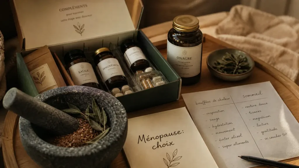 Complément alimentaire pour la ménopause, bouffées de chaleur et sommeil