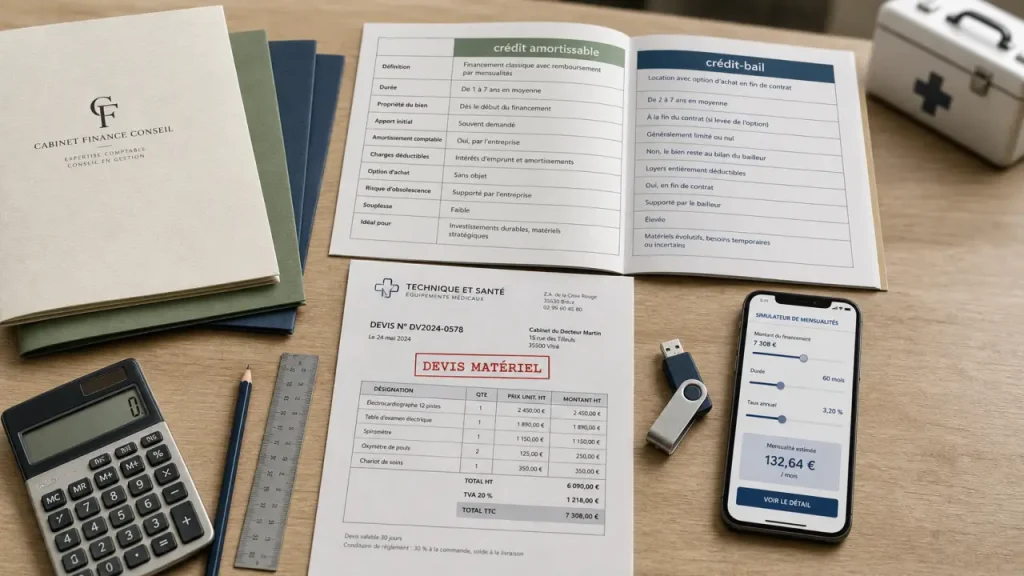 Financement matériel médical : crédit amortissable ou crédit-bail, sans bloquer la trésorerie