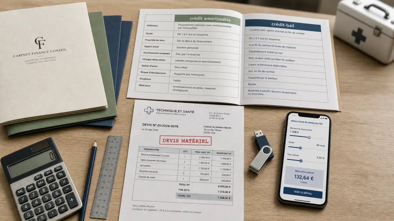 Financement matériel médical : crédit amortissable ou crédit-bail, sans bloquer la trésorerie