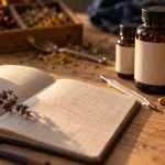 Complément alimentaire anti inflammatoire : flacons et capsules sur table