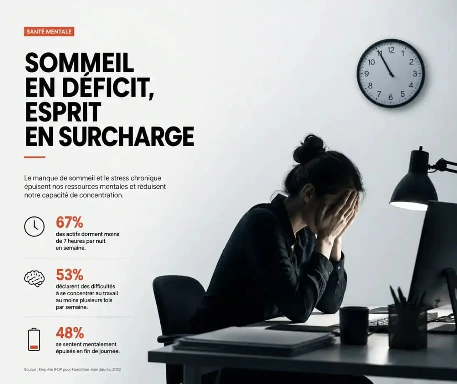 Fatigue mentale et perte de concentration liée au stress et au manque de sommeil
