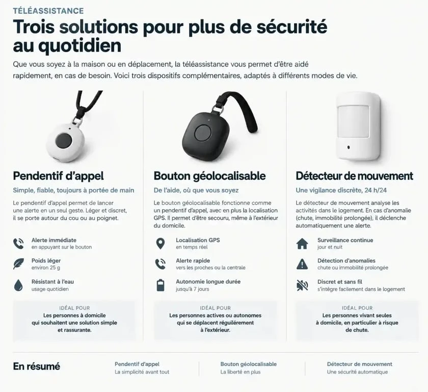Comparatif des solutions de téléassistance Mgéfi : domicile, mobile et intuitive