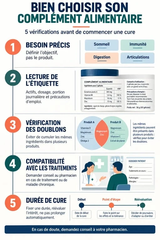 Complément alimentaire pharmacie : étapes pour choisir un produit et vérifier sa sécurité