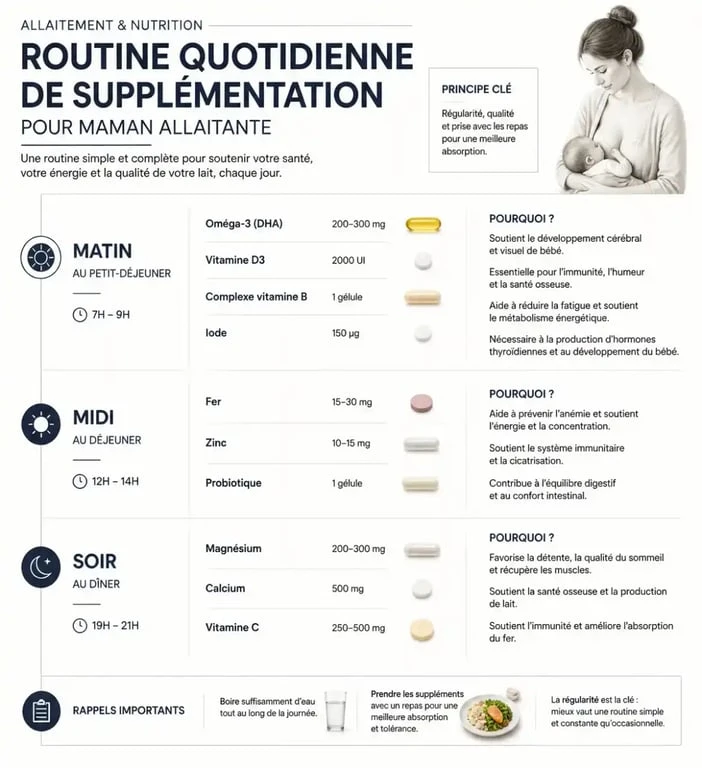Routine type de compléments alimentaires pendant l'allaitement