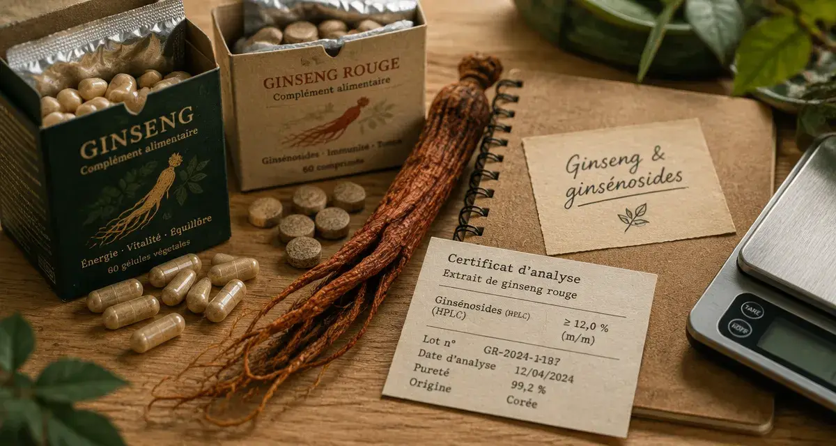 Complément alimentaire ginseng : capsules, comprimés et racine de ginseng