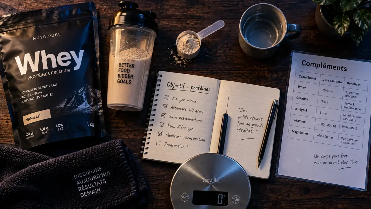 Complément alimentaire pour sportif : shaker, whey et objectifs en musculation