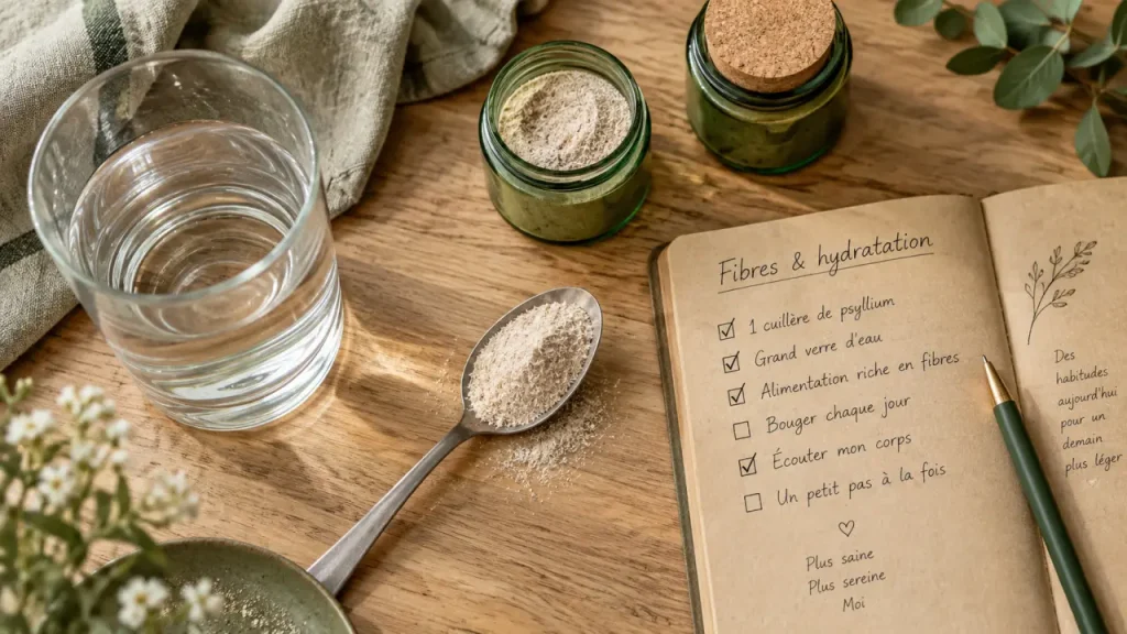 Complément fibre alimentaire : psyllium et hydratation pour 30 g/jour